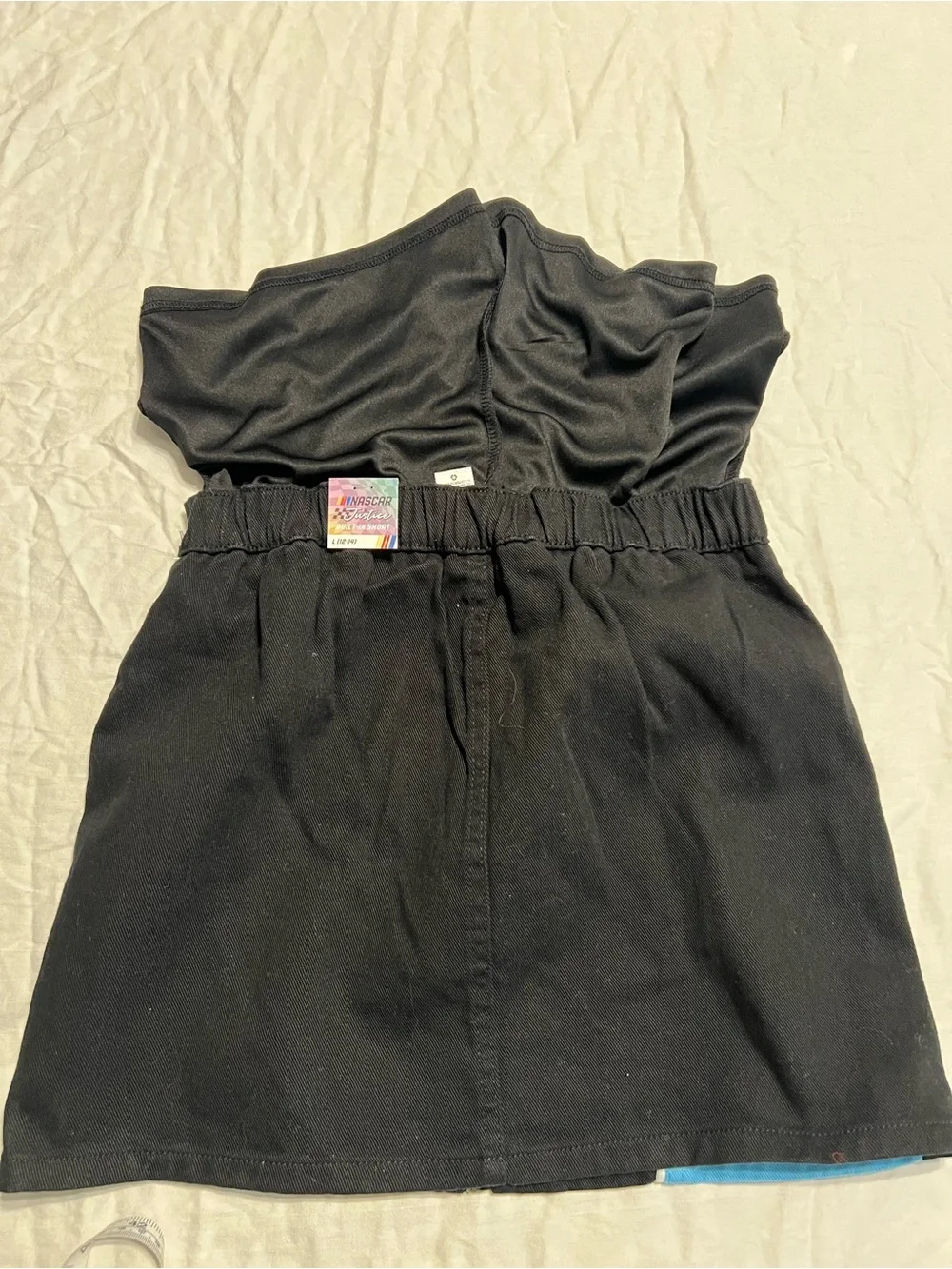 Justice Black Mini Skirt with Sky Blue Panel